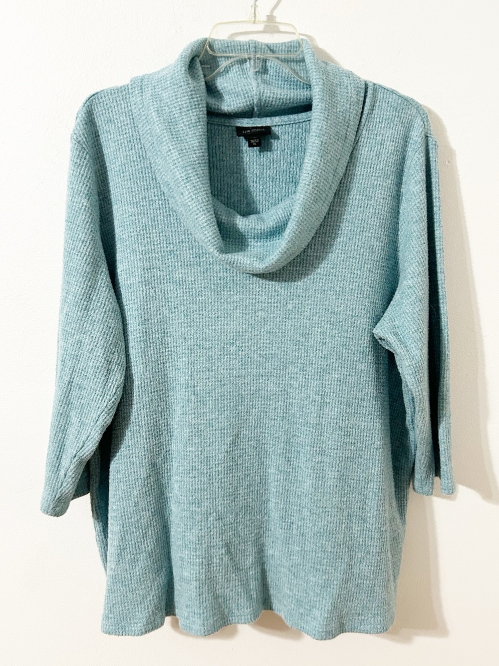 J Jill Wearever Collection Cowl Neck 3/4 Sleeve Top Size XL Heathered Light Blue